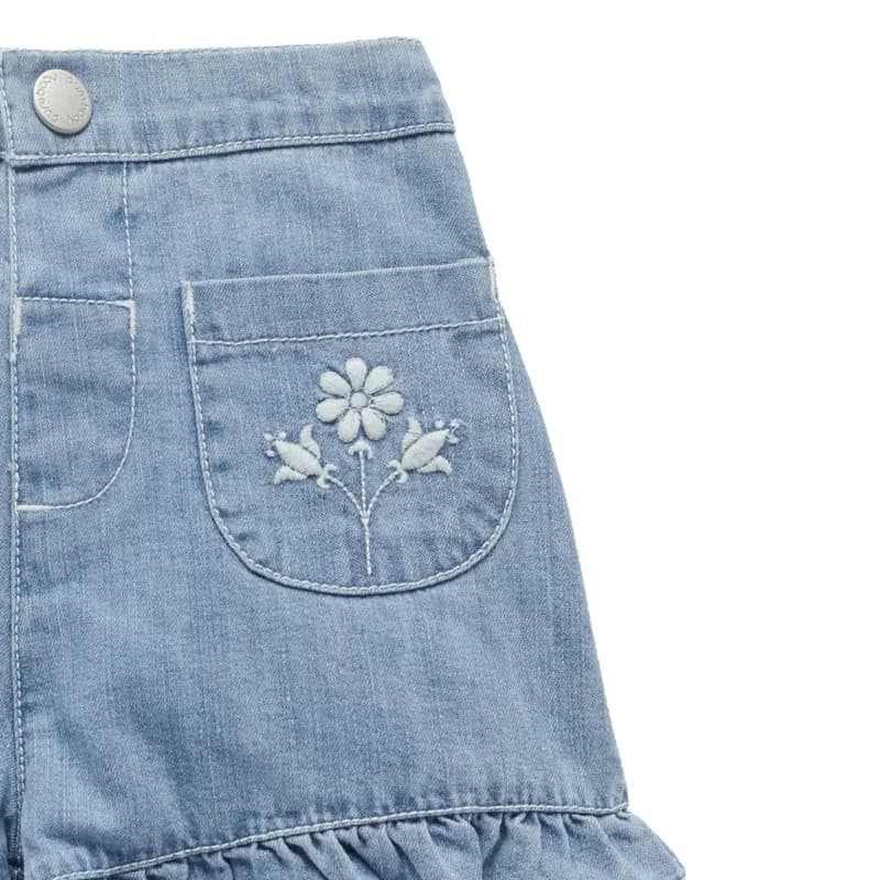 澳洲Purebaby有機棉女童裝短褲12M-4T 荷葉邊牛仔