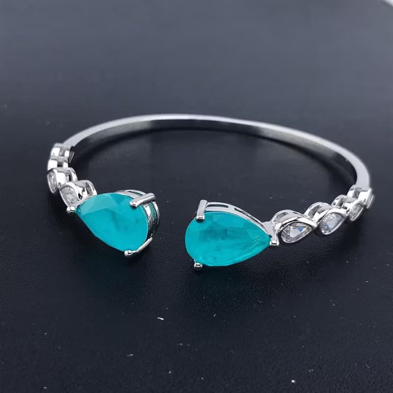 Paraiba Tourmaline Bracelet, Blue Paraiba Tourmaline Bangle, Paraiba Cuff Bangle