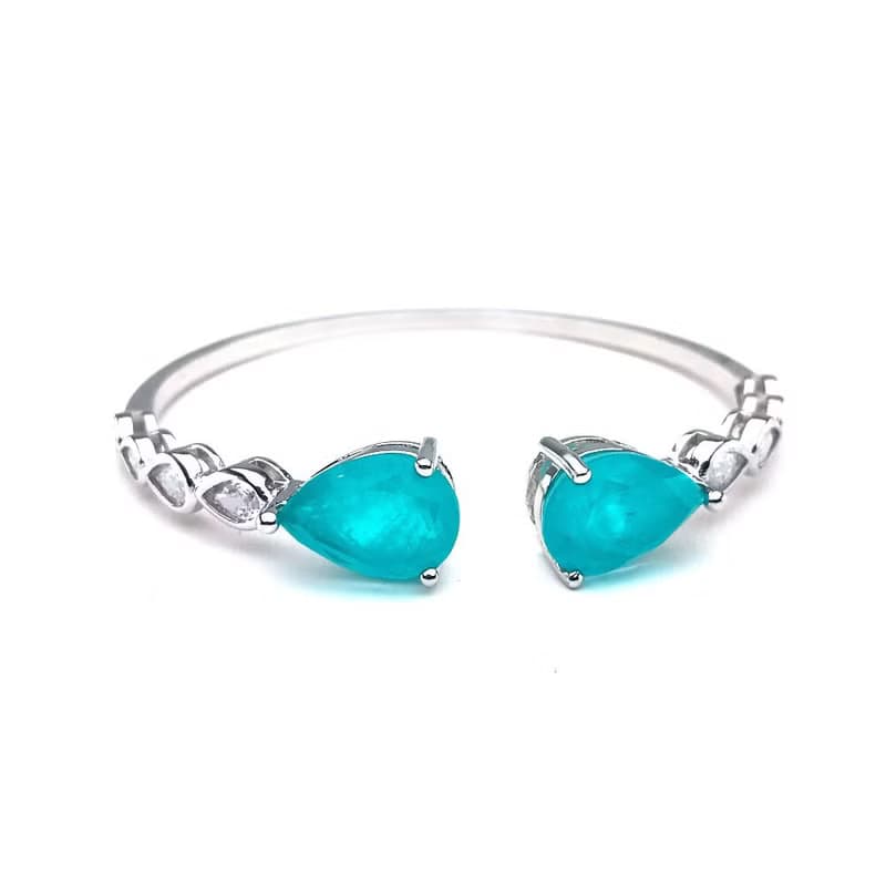 Paraiba Tourmaline Bracelet, Blue Paraiba Tourmaline Bangle, Paraiba Cuff Bangle