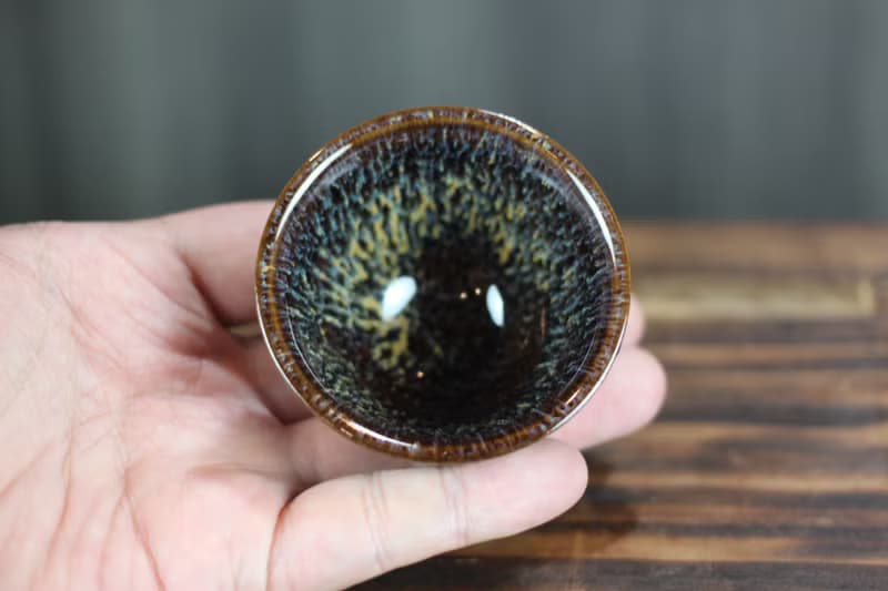 【母親節禮物】45ml 錯落 天目釉 中式小茶杯 鶯歌名家葉敏祥作