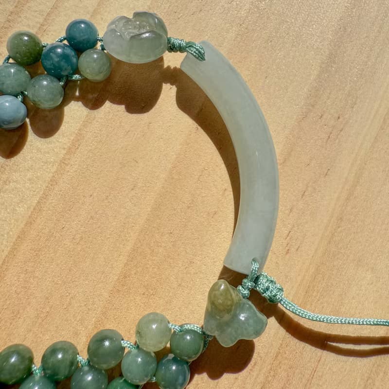 Handmade Jade Bracelet - Emerald Lotus Whisper