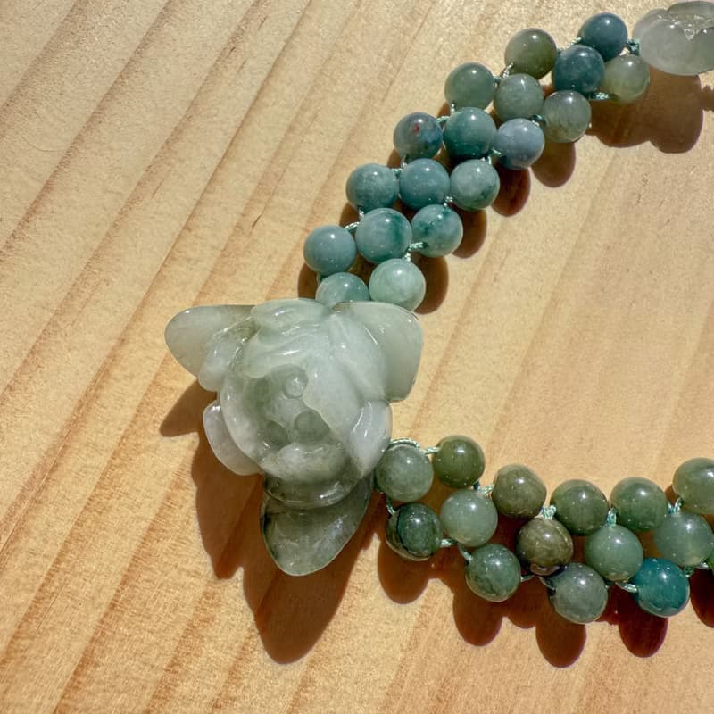 Handmade Jade Bracelet - Emerald Lotus Whisper