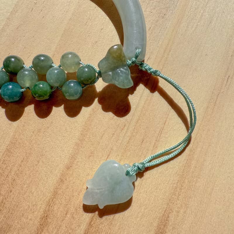 Handmade Jade Bracelet - Emerald Lotus Whisper