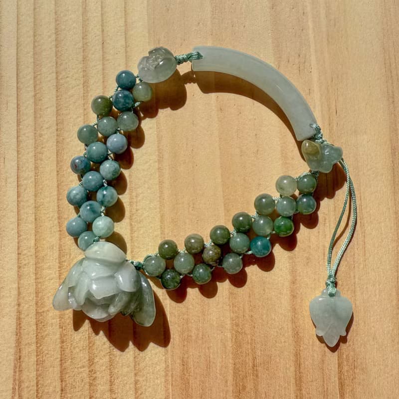 Handmade Jade Bracelet - Emerald Lotus Whisper