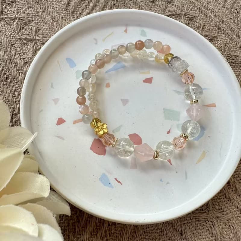 黃金超七貔貅半雙層彈性手鍊