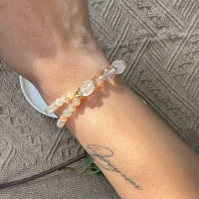 黃金超七貔貅半雙層彈性手鍊