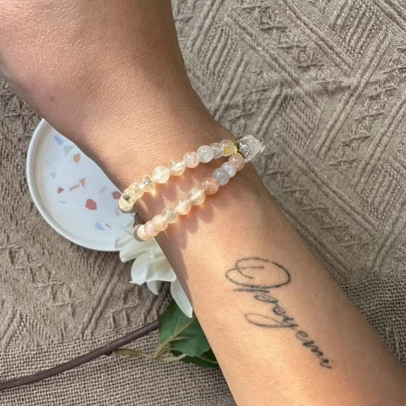 黃金超七貔貅半雙層彈性手鍊