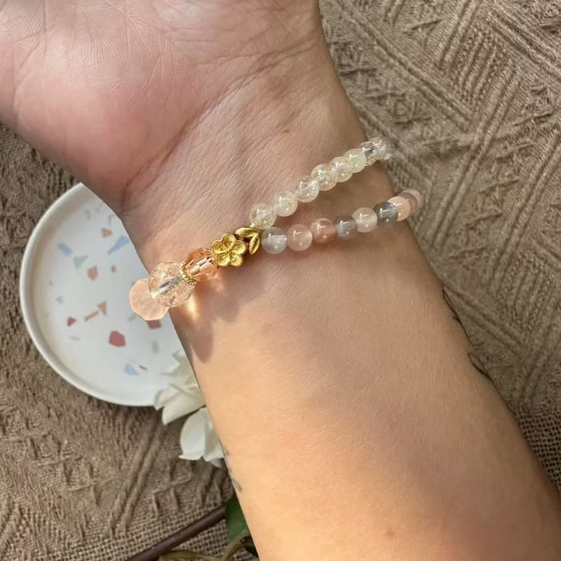 黃金超七貔貅半雙層彈性手鍊