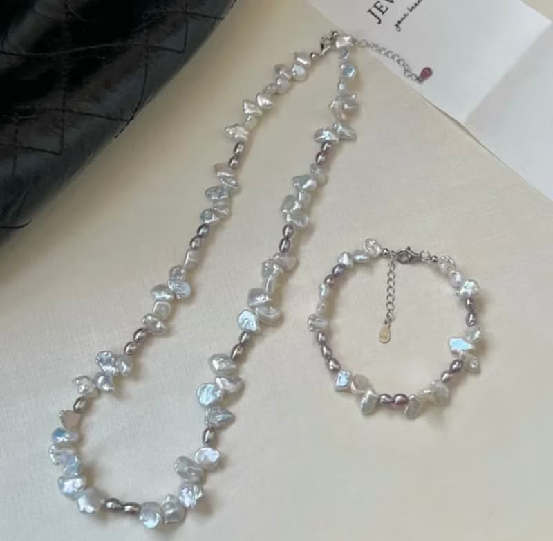 YuanPearl天然巴洛克珍珠墜銀設計款珍珠手鏈baroquepearl