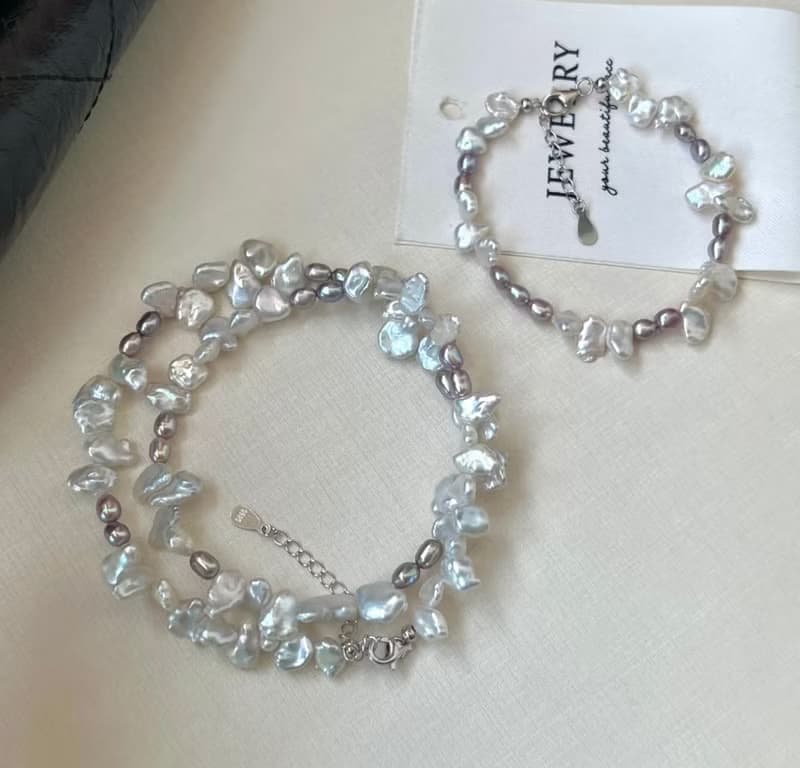 YuanPearl天然巴洛克珍珠墜銀設計款珍珠手鏈baroquepearl