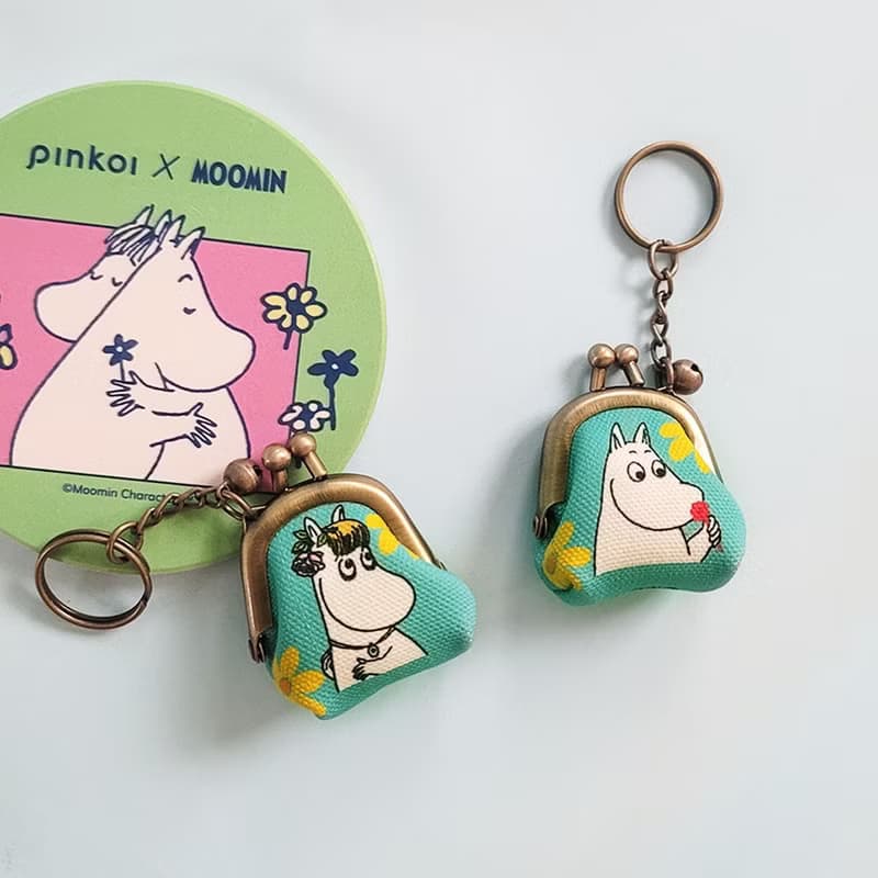 【Pinkoi x Moomin】姆明與歌妮 迷你 口金包 鑰匙圏 吊飾 -綠