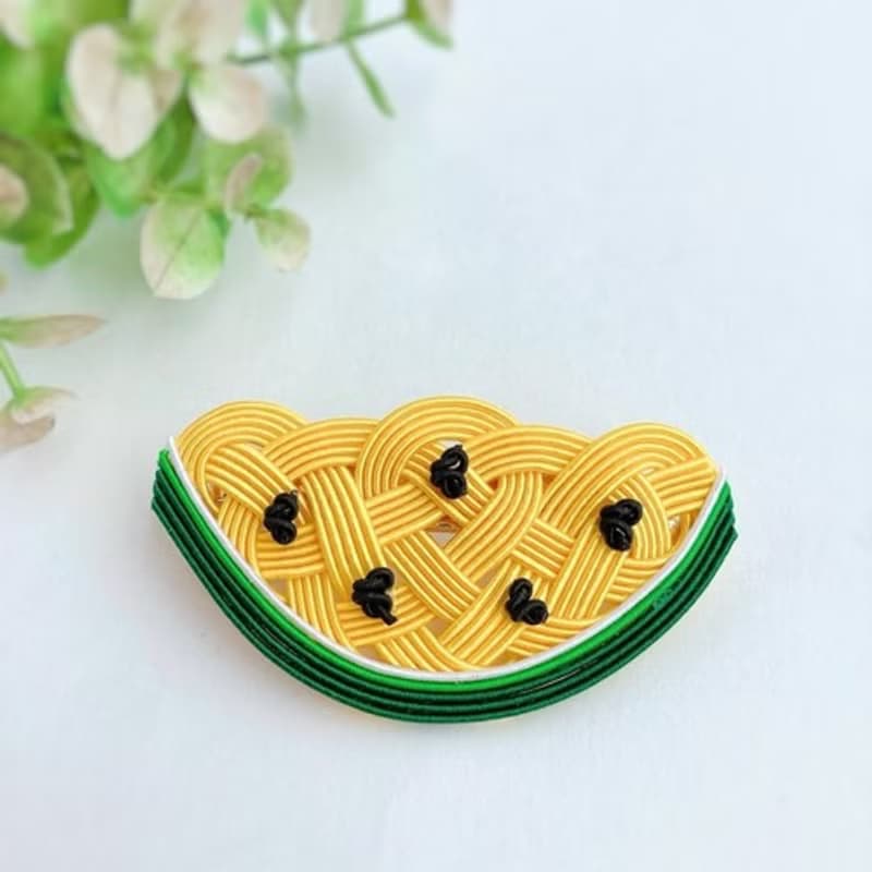 水引　バレッタ【すいか】黄色　可愛い　スイカ