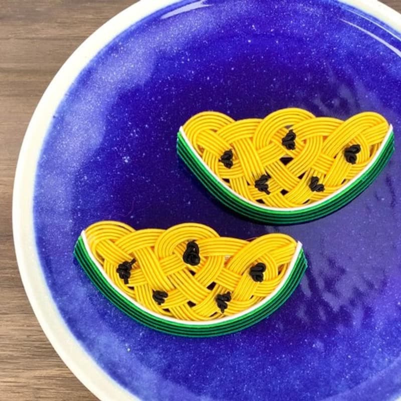 水引　バレッタ【すいか】黄色　可愛い　スイカ