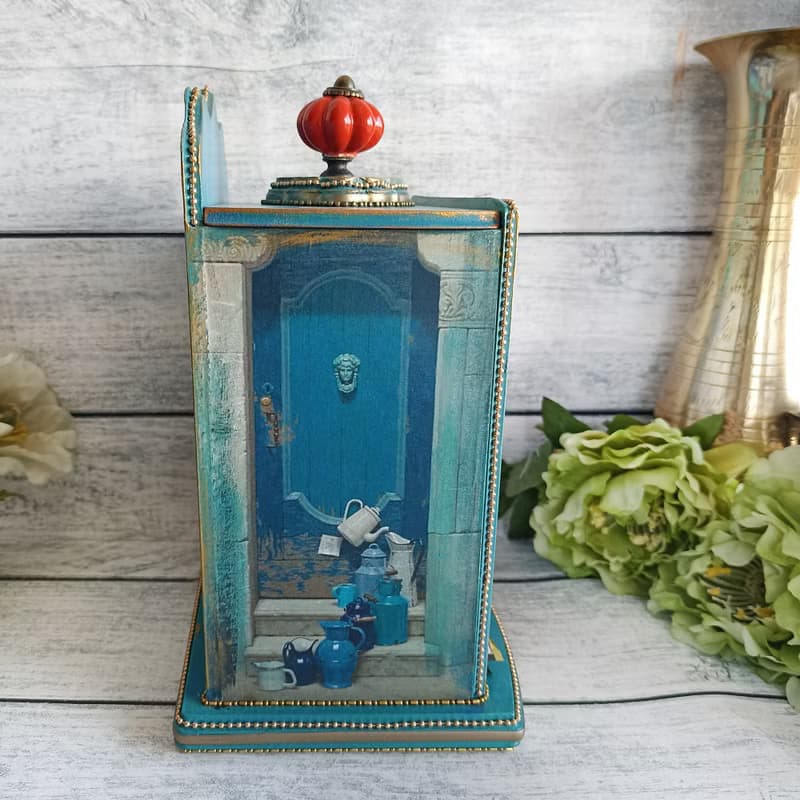Turquoise tea house, Wooden tea box, Tea Party, kitchen decor, housewarming gif