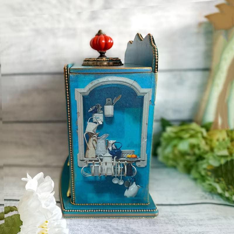 Turquoise tea house, Wooden tea box, Tea Party, kitchen decor, housewarming gif