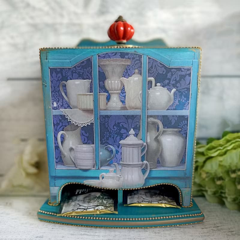 Turquoise tea house, Wooden tea box, Tea Party, kitchen decor, housewarming gif