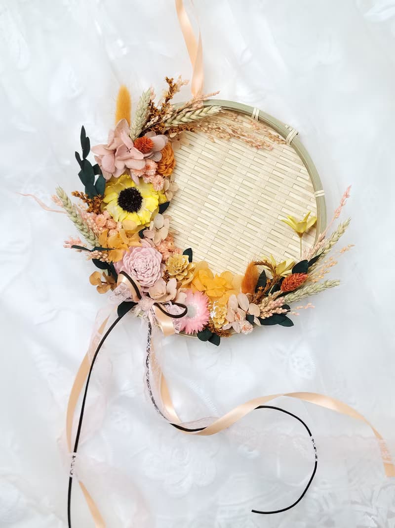 永生花乾燥花米篩佈置掛飾-甜美橘粉款 喬遷入厝禮