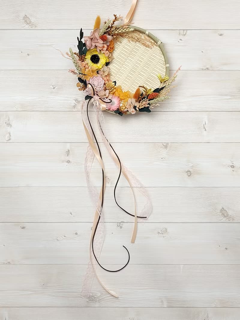 永生花乾燥花米篩佈置掛飾-甜美橘粉款 喬遷入厝禮