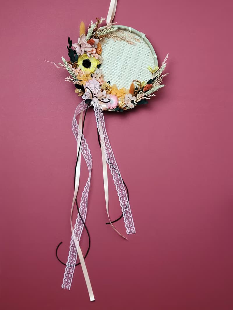 永生花乾燥花米篩佈置掛飾-甜美橘粉款 喬遷入厝禮