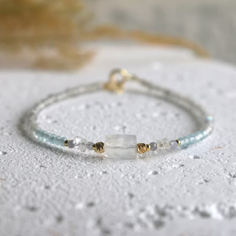 手鍊 三月誕生石 海藍寶 月光石 - 意外驚喜 -