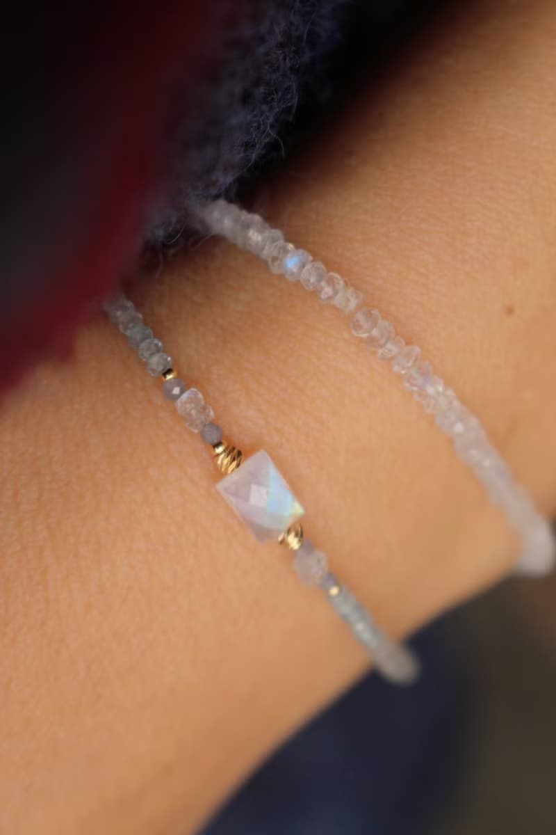 手鍊 三月誕生石 海藍寶 月光石 - 意外驚喜 -