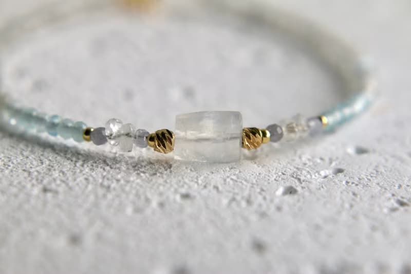 手鍊 三月誕生石 海藍寶 月光石 - 意外驚喜 -