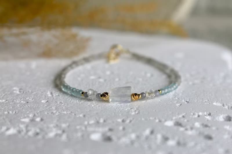 手鍊 三月誕生石 海藍寶 月光石 - 意外驚喜 -