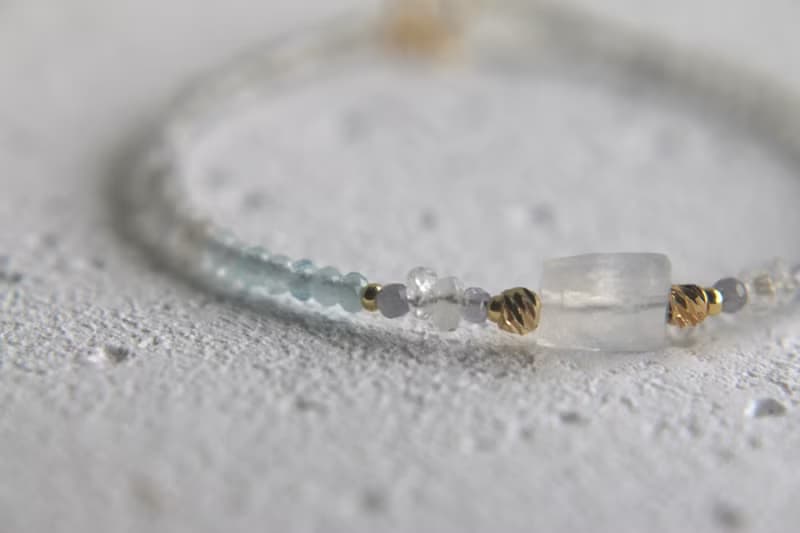 手鍊 三月誕生石 海藍寶 月光石 - 意外驚喜 -