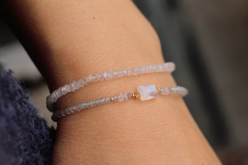 手鍊 三月誕生石 海藍寶 月光石 - 意外驚喜 -