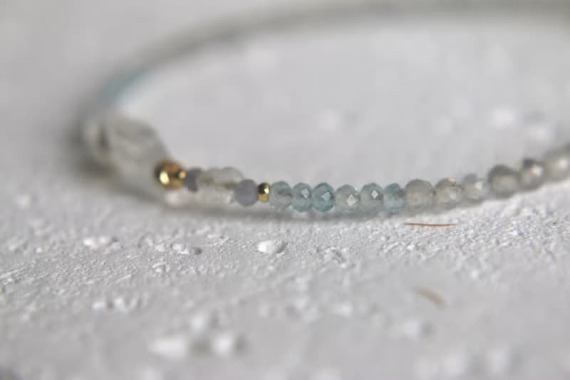 手鍊 三月誕生石 海藍寶 月光石 - 意外驚喜 -