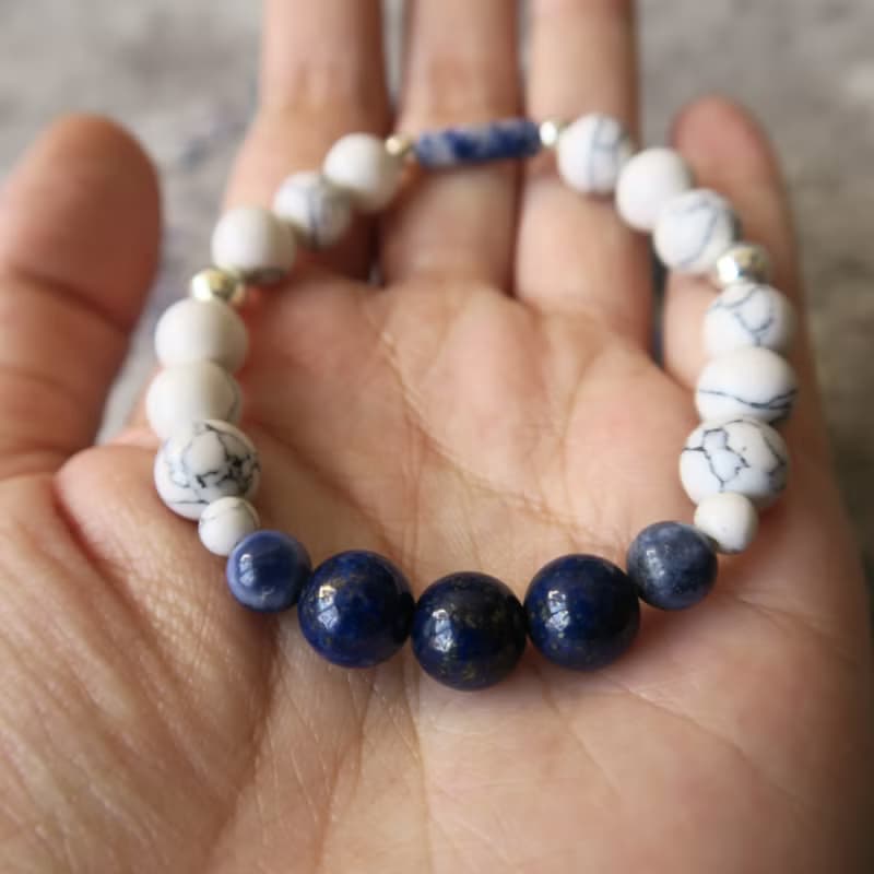 雲與海 青金石 藍紋石/蘇打石 白松石 純銀 手鍊