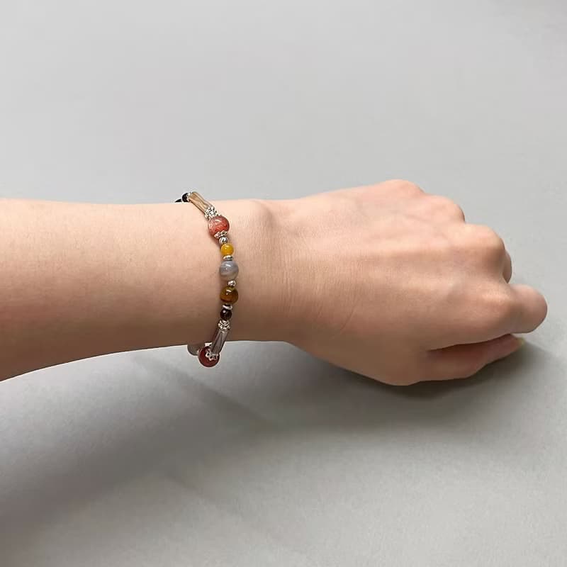 太陽石黃虎眼波斯瑪瑙925純銀手鍊