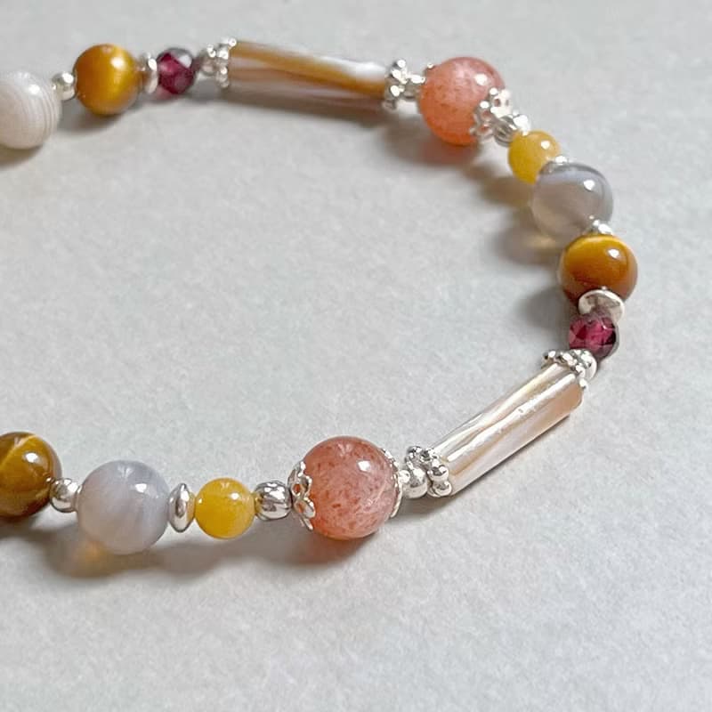 太陽石黃虎眼波斯瑪瑙925純銀手鍊