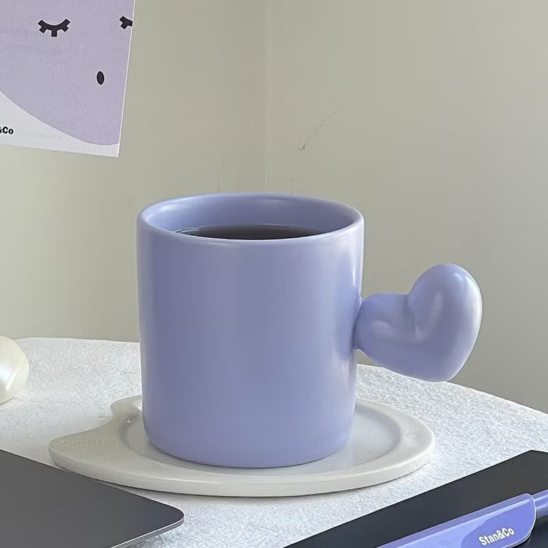 Stan&Co手工咖啡杯250ml 愛心陶瓷馬克杯 情侶對杯