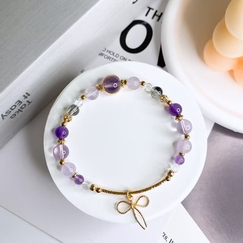 夢迴 紫水晶 黑髮晶 白水晶 月光石彈性水晶天然石手鍊手環