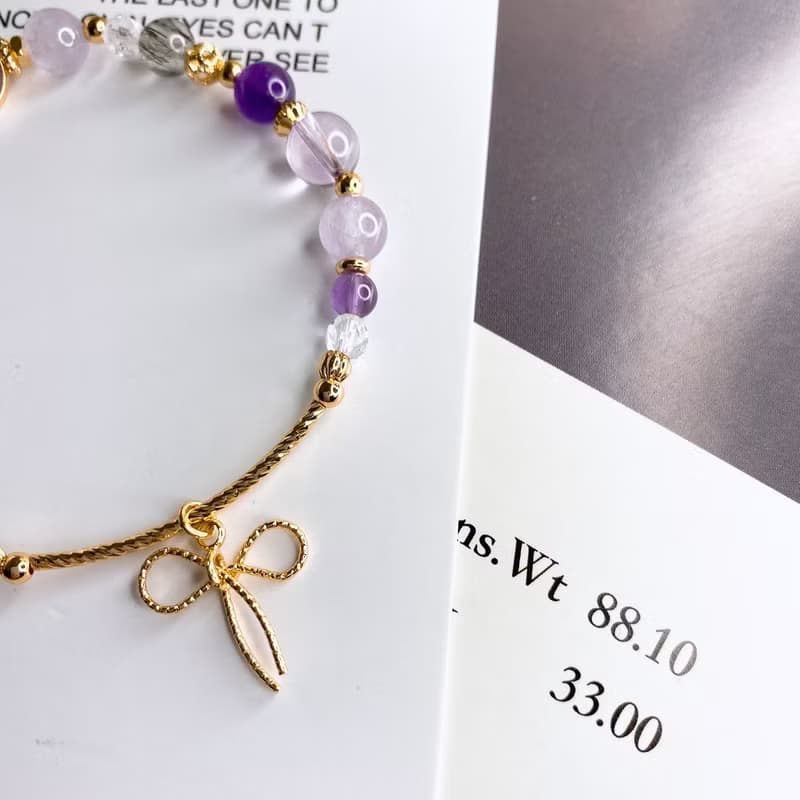 夢迴 紫水晶 黑髮晶 白水晶 月光石彈性水晶天然石手鍊手環