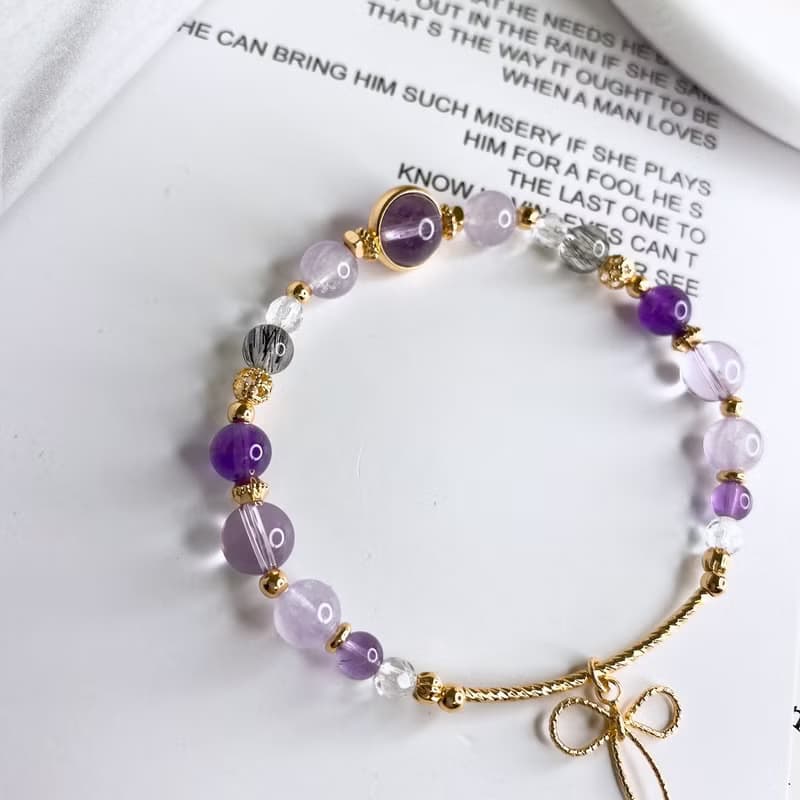 夢迴 紫水晶 黑髮晶 白水晶 月光石彈性水晶天然石手鍊手環