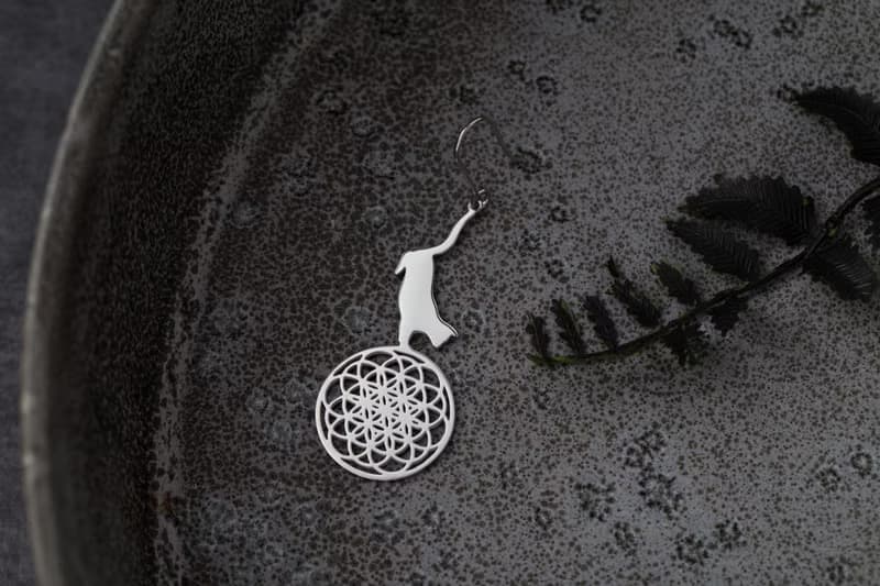 貓與生命之花(單邊/一對)耳環-可改夾式 抗敏醫療鋼