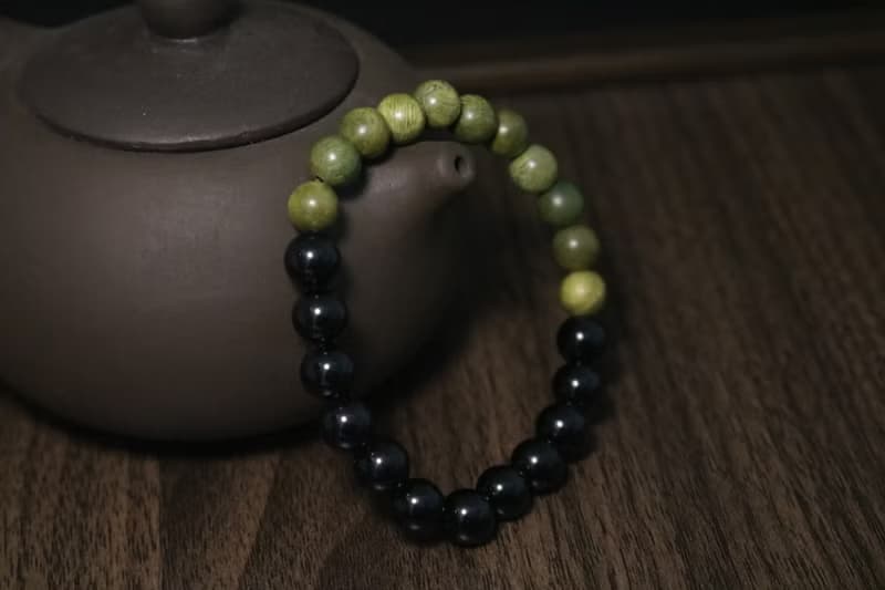 黑曜石拼綠檀木手串獨特設計手鏈禮盒