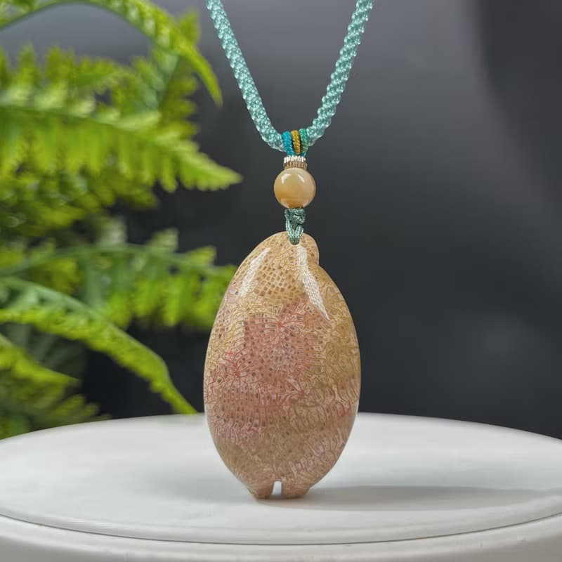 精品天然可愛胖貓咪黃珊瑚玉吊墜冰潤結晶萬花筒鳳尾紋菊花玉項錬