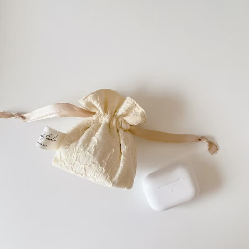 奶油花束 日系 可愛 米黃 10*10迷你束口袋 ggoomstudio