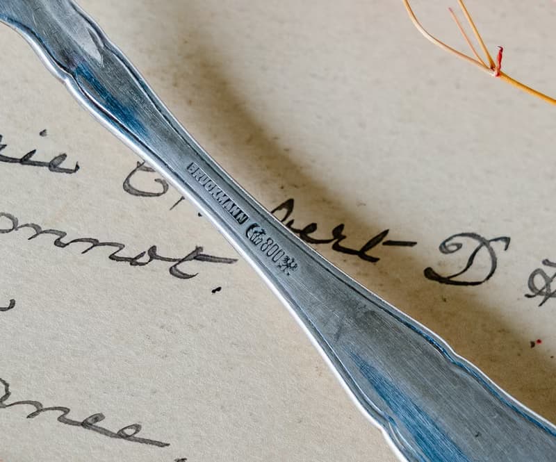 巴洛克造型雙齒水果銀叉 - 西洋古董