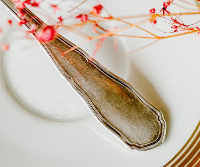 巴洛克造型雙齒水果銀叉 - 西洋古董