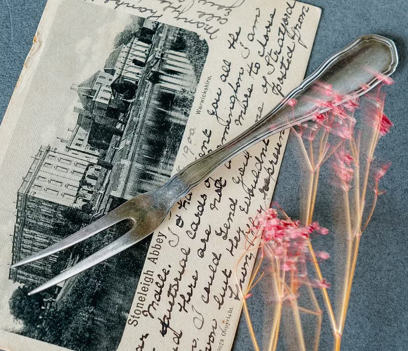 巴洛克造型雙齒水果銀叉 - 西洋古董