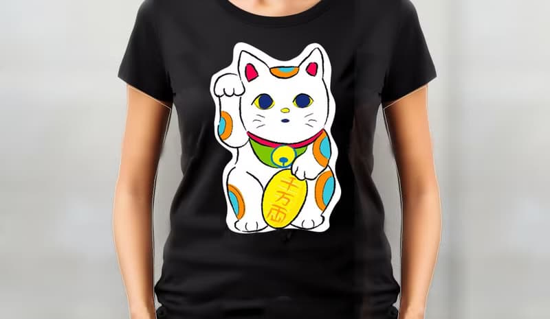 小飯糰  招財貓 千萬兩 黑色中性短T