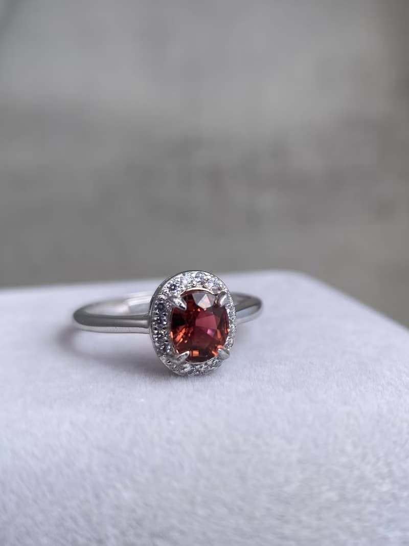 天然碧璽 碧璽寶石戒 0.92克拉 925純銀 10月誕生石 特殊勃根地紅