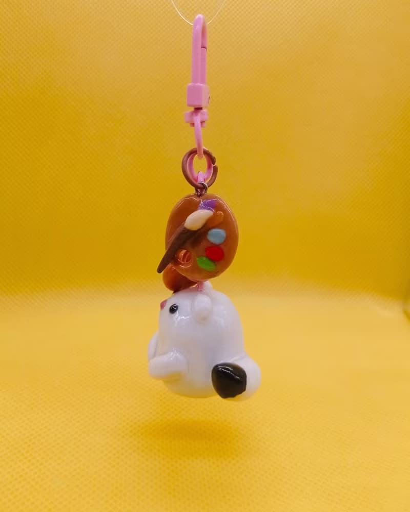 Snow Ferret Keychain: The Art Lover