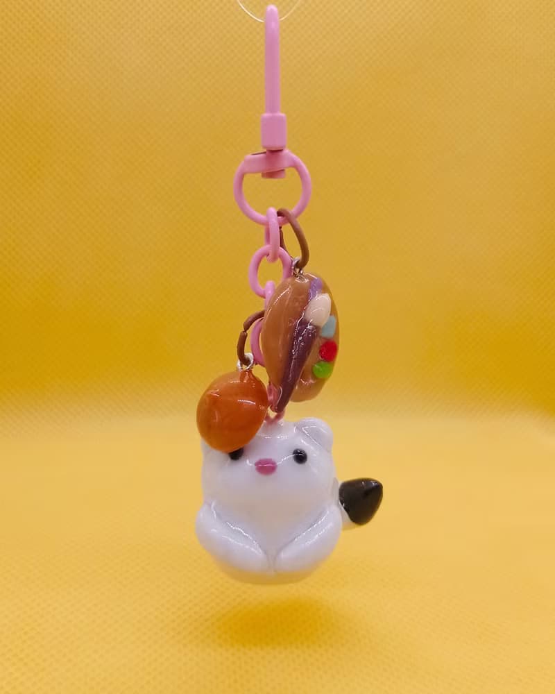 Snow Ferret Keychain: The Art Lover