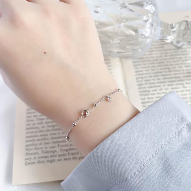 橄欖石mix白水晶925純銀蛋糕雙寶石珠珠手鍊