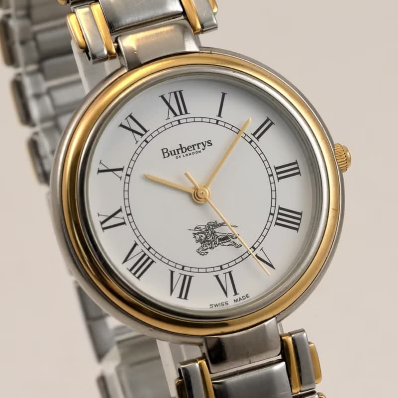 BURBERRYS バーバリー メンズ腕時計 クォーツ ホワイト ローマン文字盤  SWISS MADE 34mm径 Ref.8000  手錶 古董錶